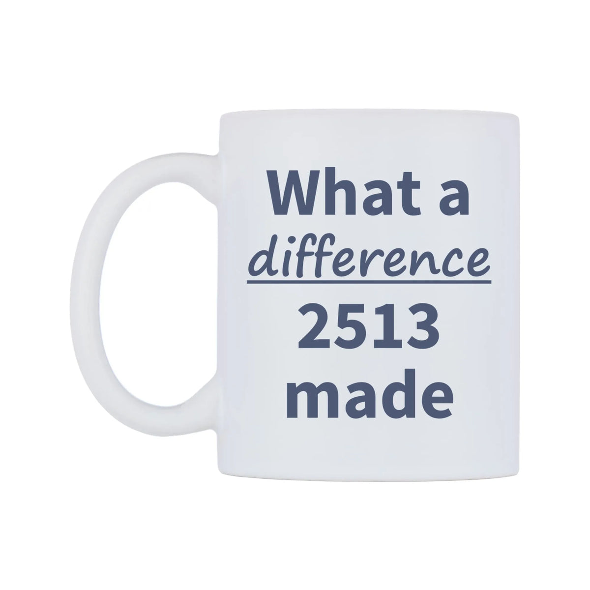 What a difference 2513 made Mug — mug, right side, on a white background