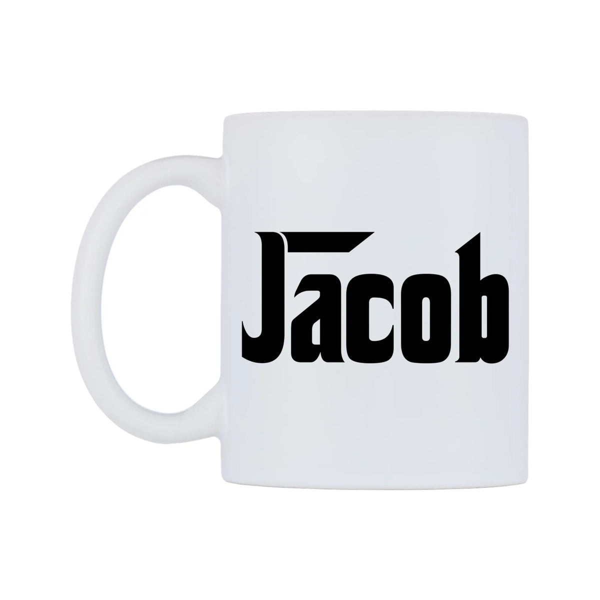 Jacob - Godfather Themed Mug — white 11oz gloss mug, right side, on a white background