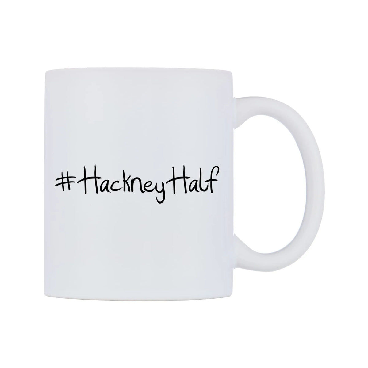 HackneyHalf Mug — mug, left side, on a white background