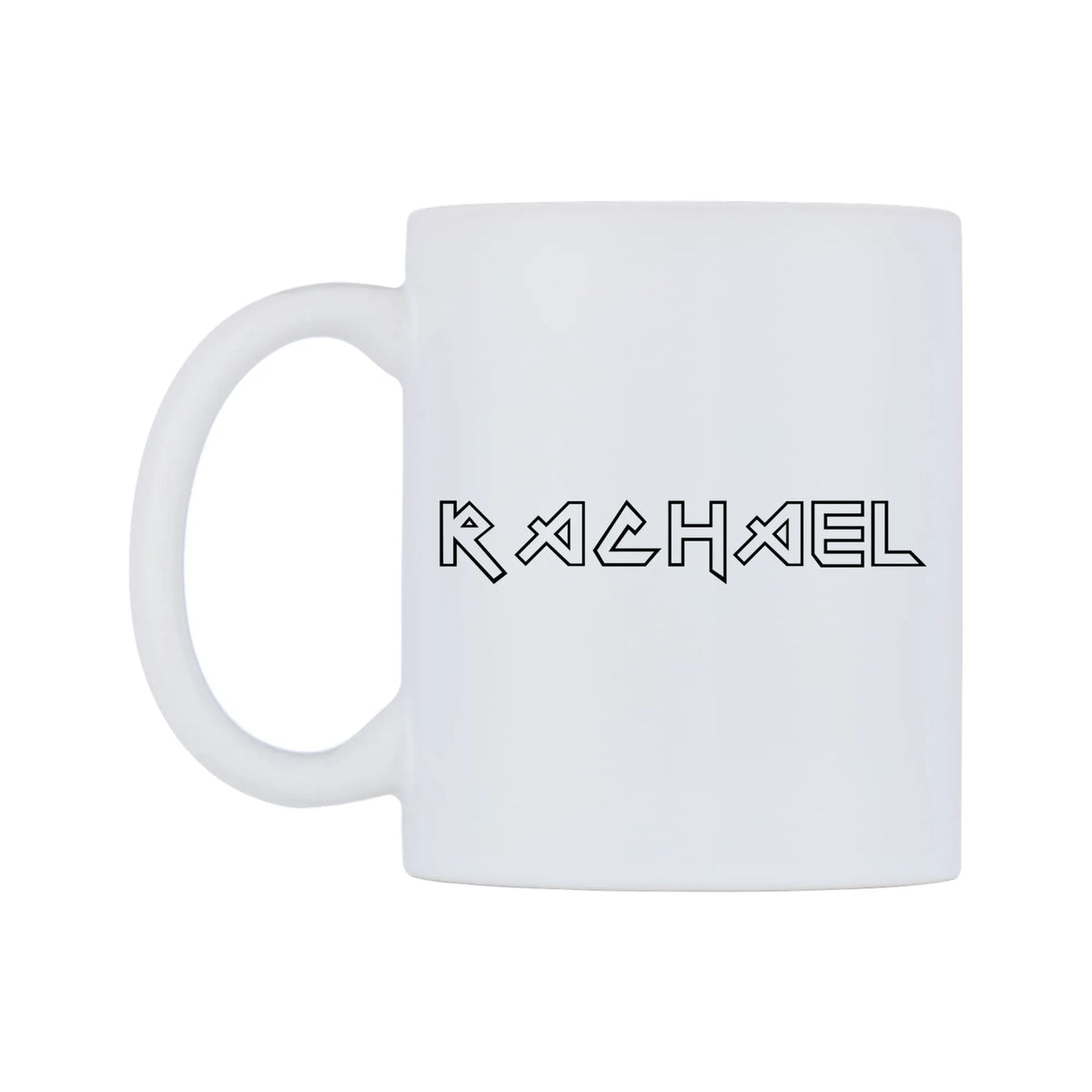 Rachael - Iron Maiden Themed Mug — white 11oz gloss mug, right side, on a white background