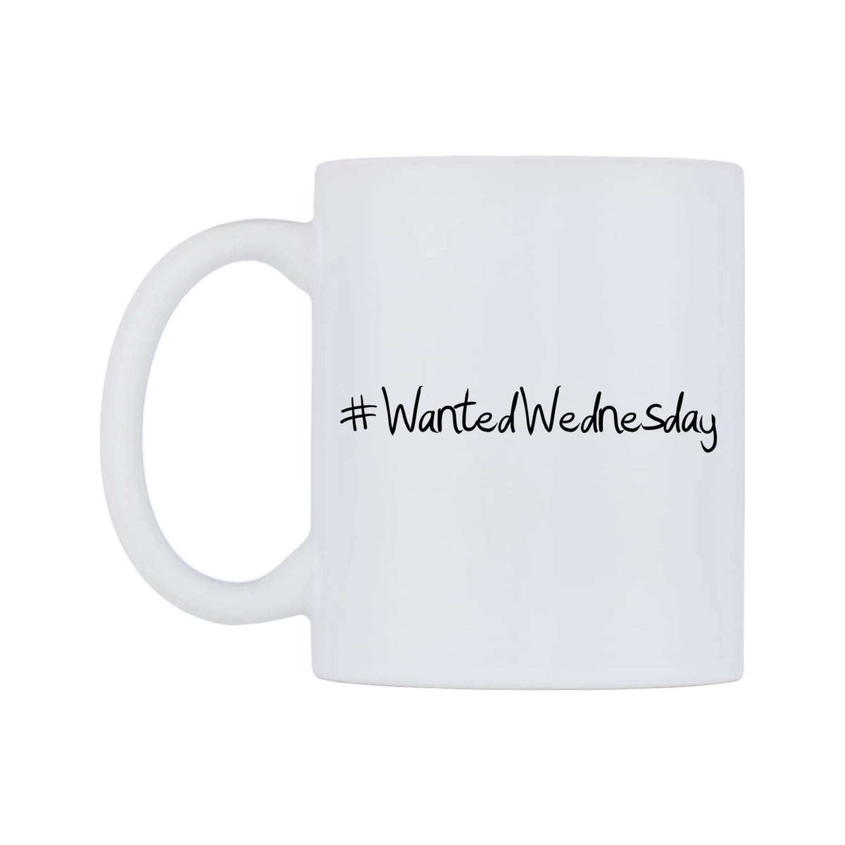 WantedWednesday Mug — mug, right side, on a white background