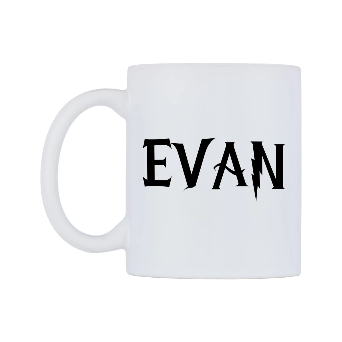 Evan - Wizard Themed Mug — white 11oz gloss mug, right side, on a white background