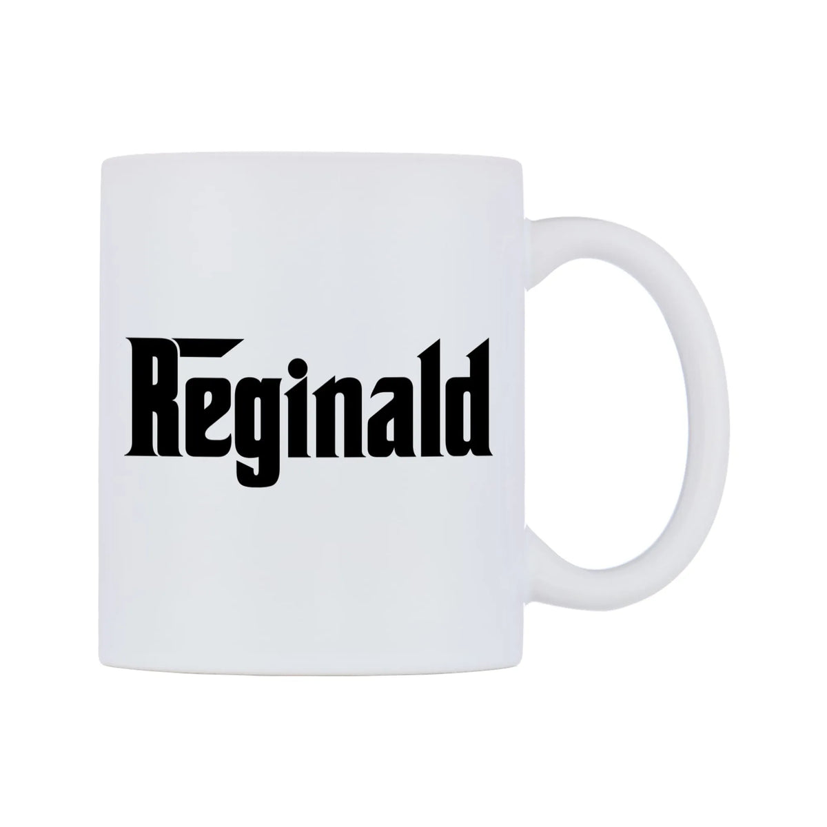 Reginald - Godfather Themed Mug — white 11oz gloss mug, left side, on a white background