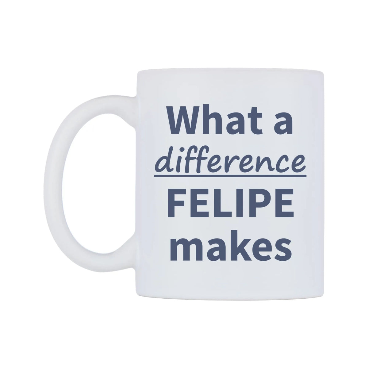 What a difference FELIPE makes Mug — mug, right side, on a white background