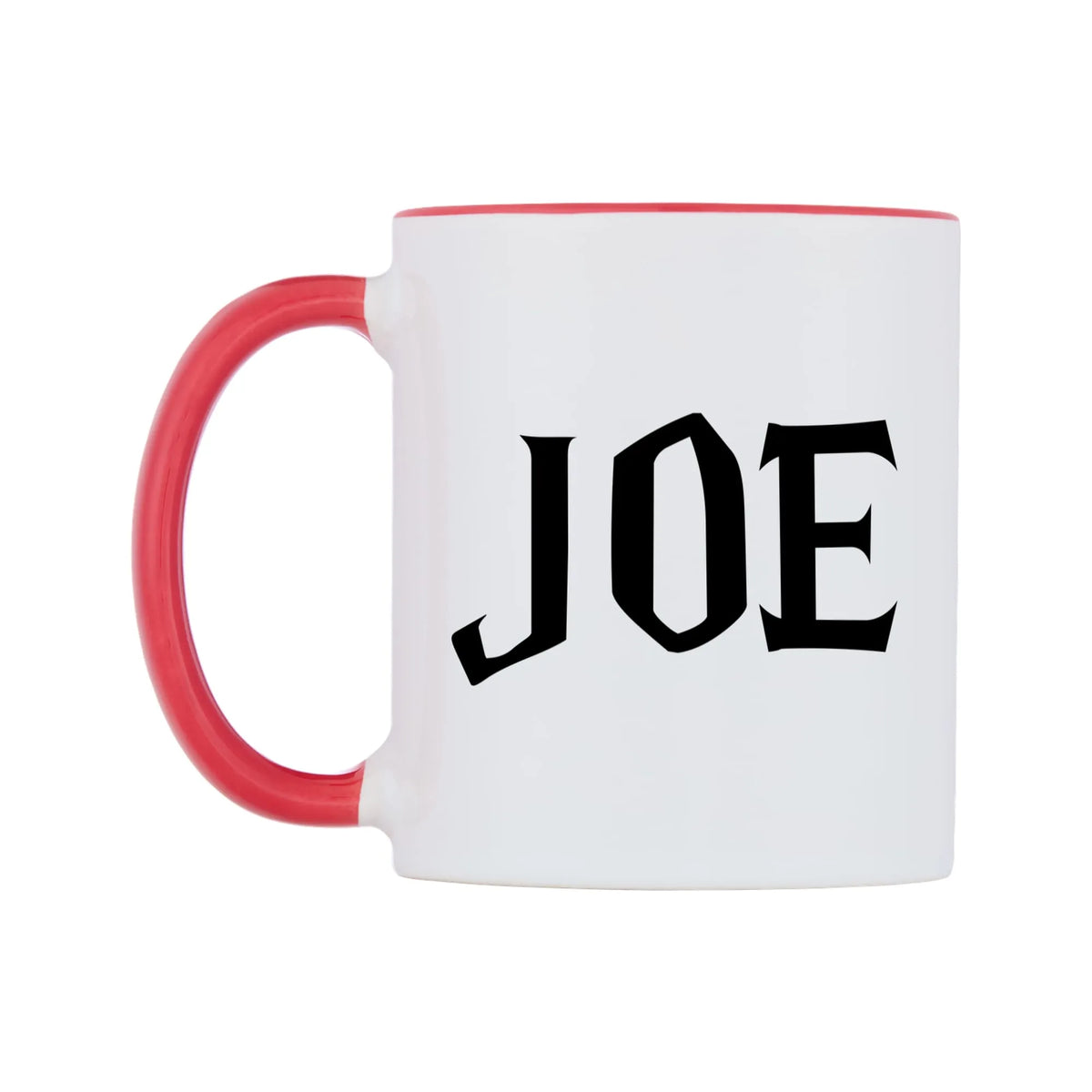 Joe - Wizard Themed Mug — white 11oz gloss mug with a red inside and handle, right side, on a white background