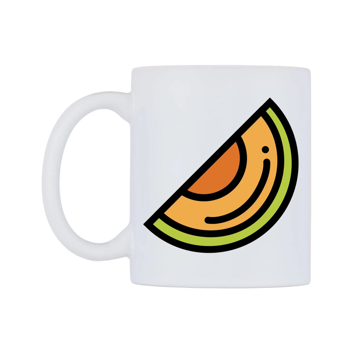 Melon Emoji Mug — mug, right side, on a white background
