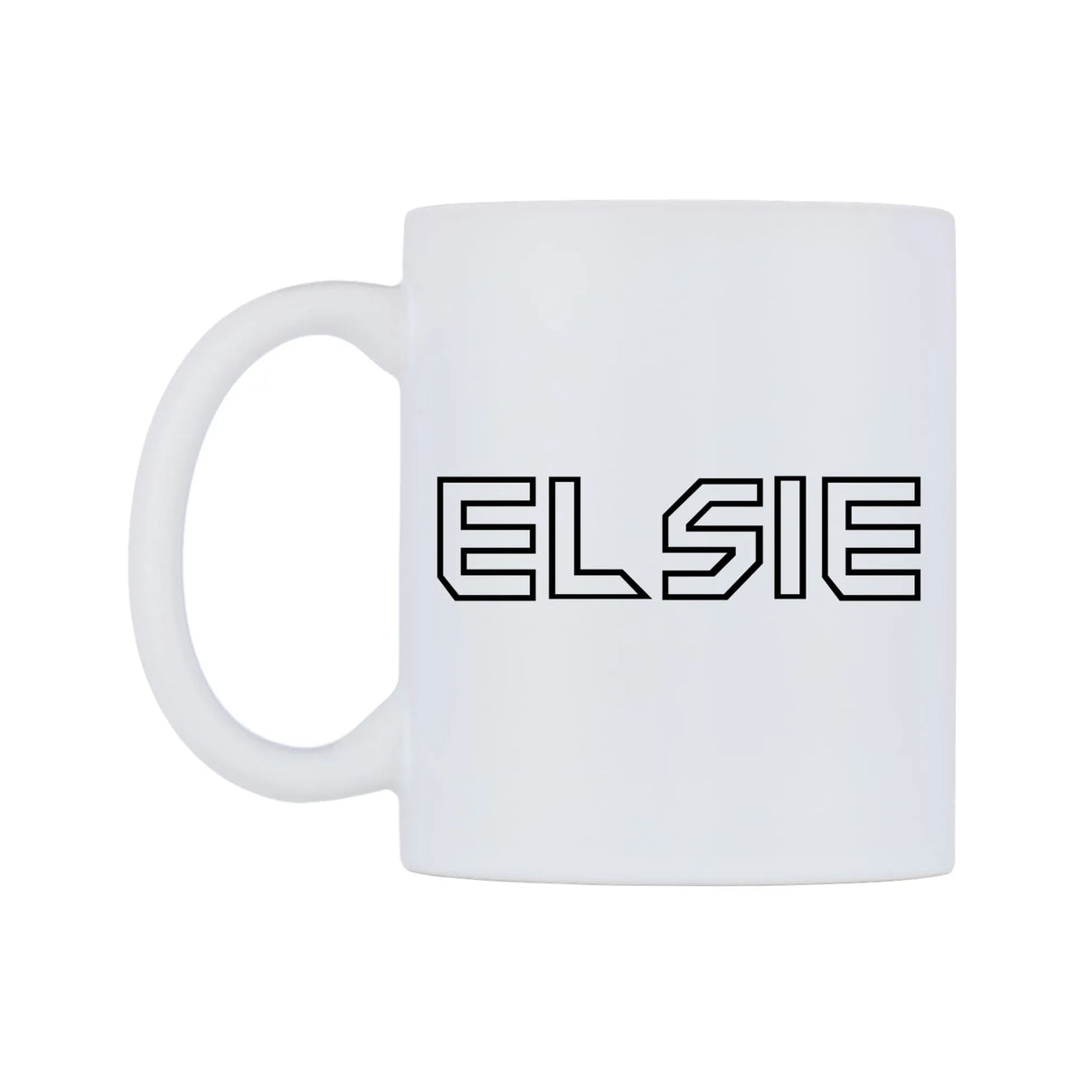Elsie - Iron Maiden Themed Mug — white 11oz gloss mug, right side, on a white background