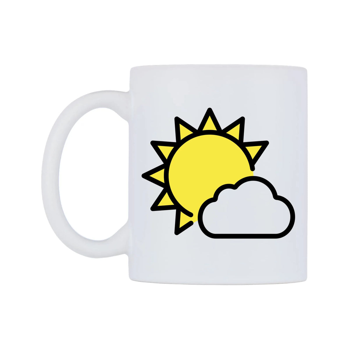 Sun Behind Small Cloud Emoji Mug — mug, right side, on a white background