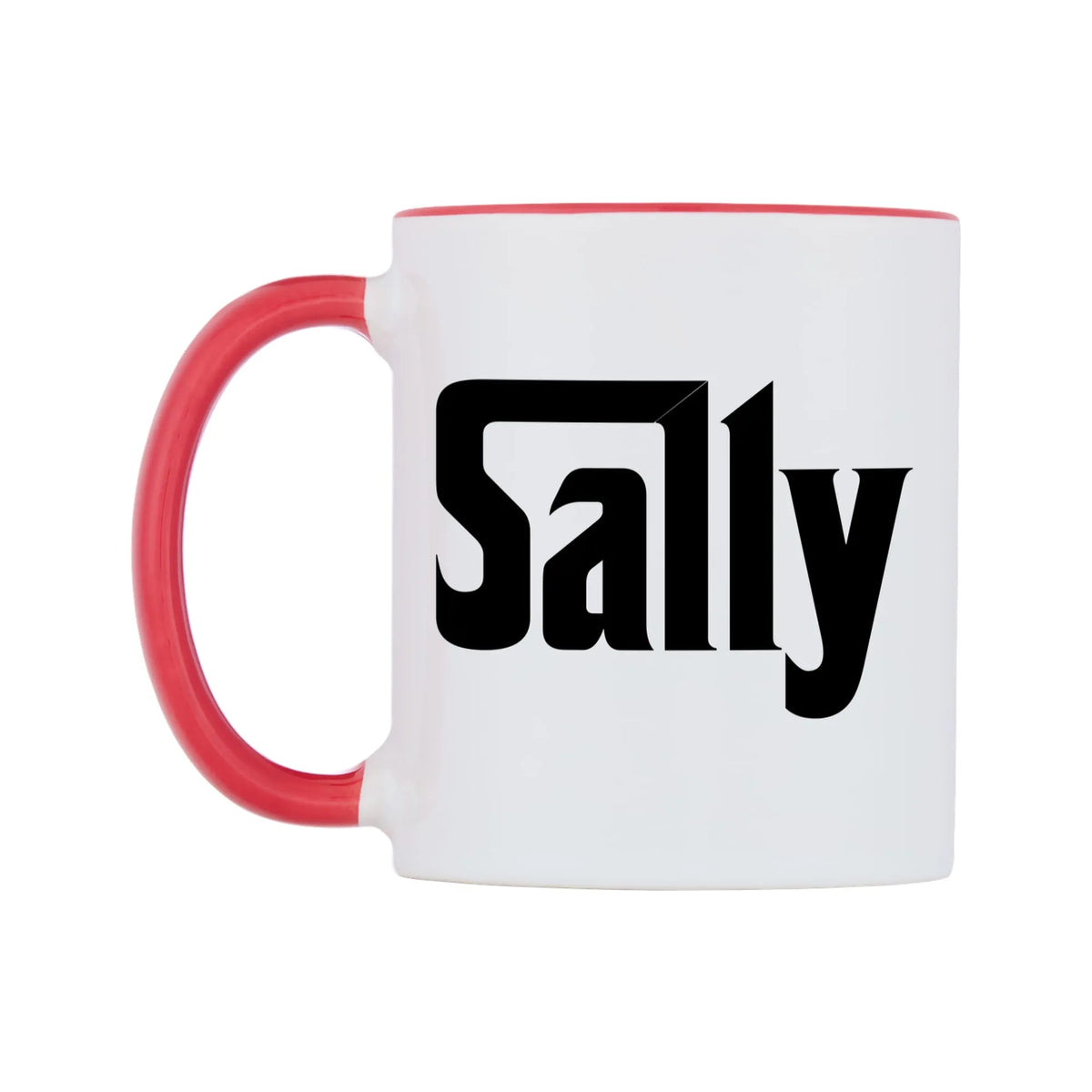 Sally - Godfather Themed Mug — white 11oz gloss mug with a red inside and handle, right side, on a white background