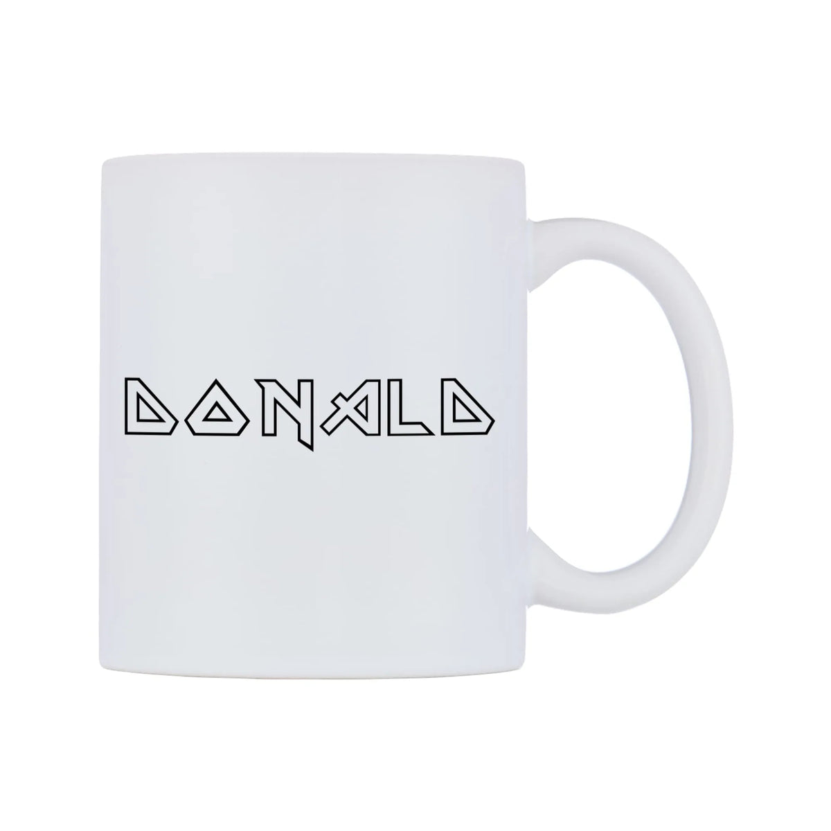 Donald - Iron Maiden Themed Mug — white 11oz gloss mug, left side, on a white background