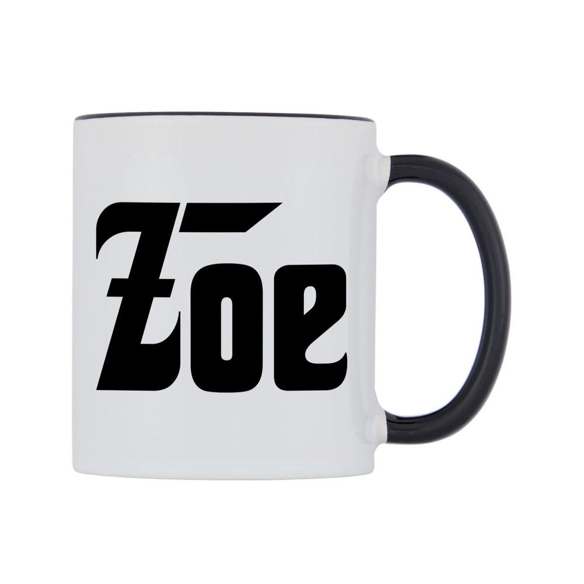 Zoe - Godfather Themed Mug — white 11oz gloss mug with a black inside and handle, left side, on a white background