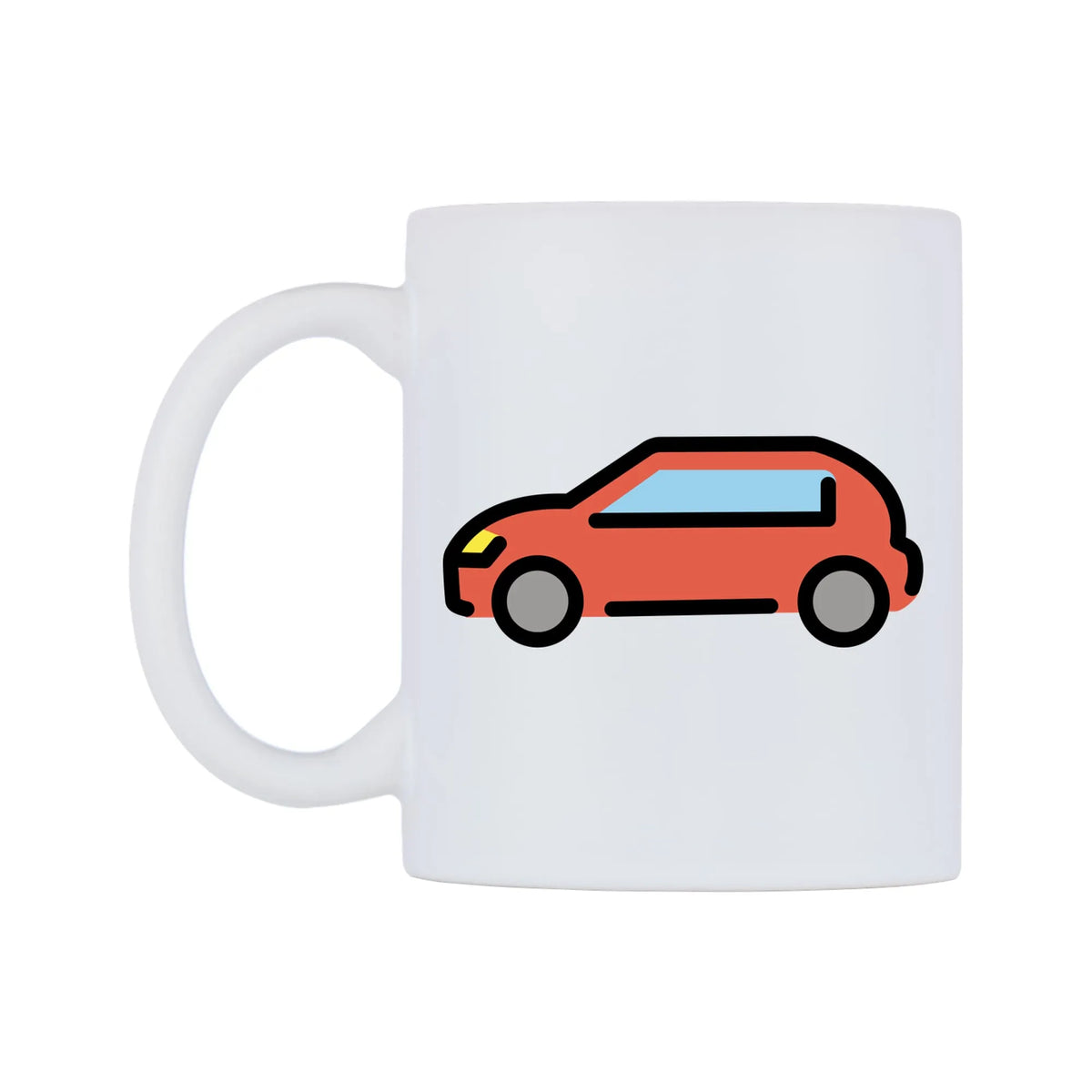 Automobile Emoji Mug — mug, right side, on a white background