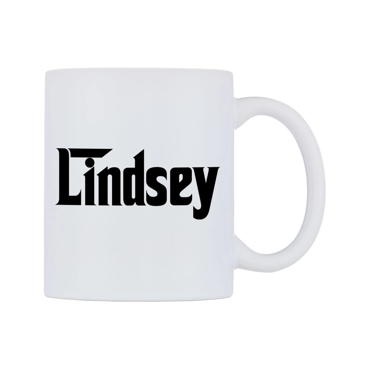 Lindsey - Godfather Themed Mug — mug, left side, on a white background