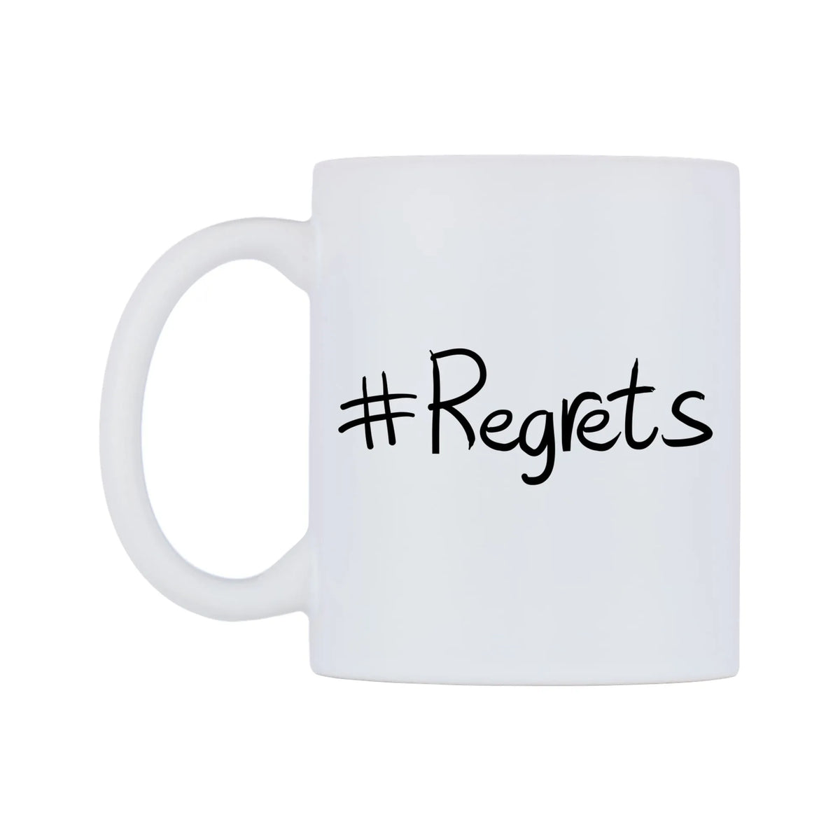 Regrets Mug — mug, right side, on a white background