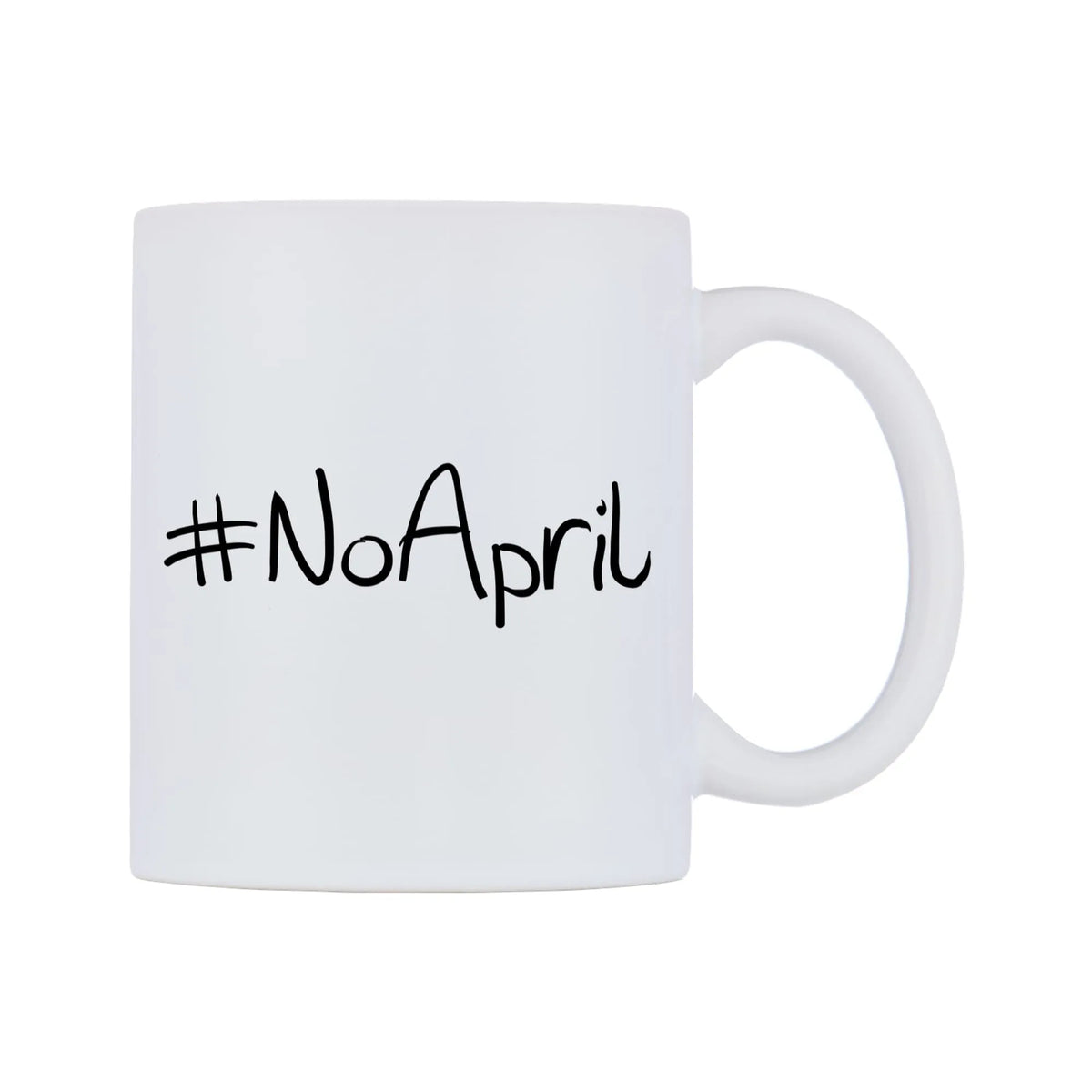 NoApril Mug — mug, left side, on a white background