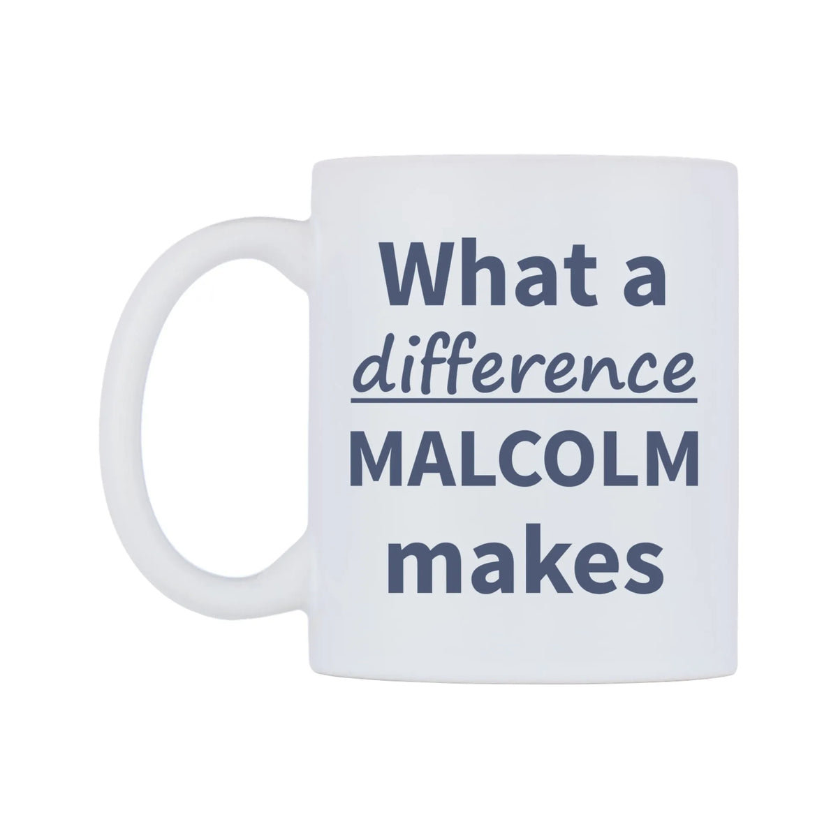 What a difference MALCOLM makes Mug — mug, right side, on a white background