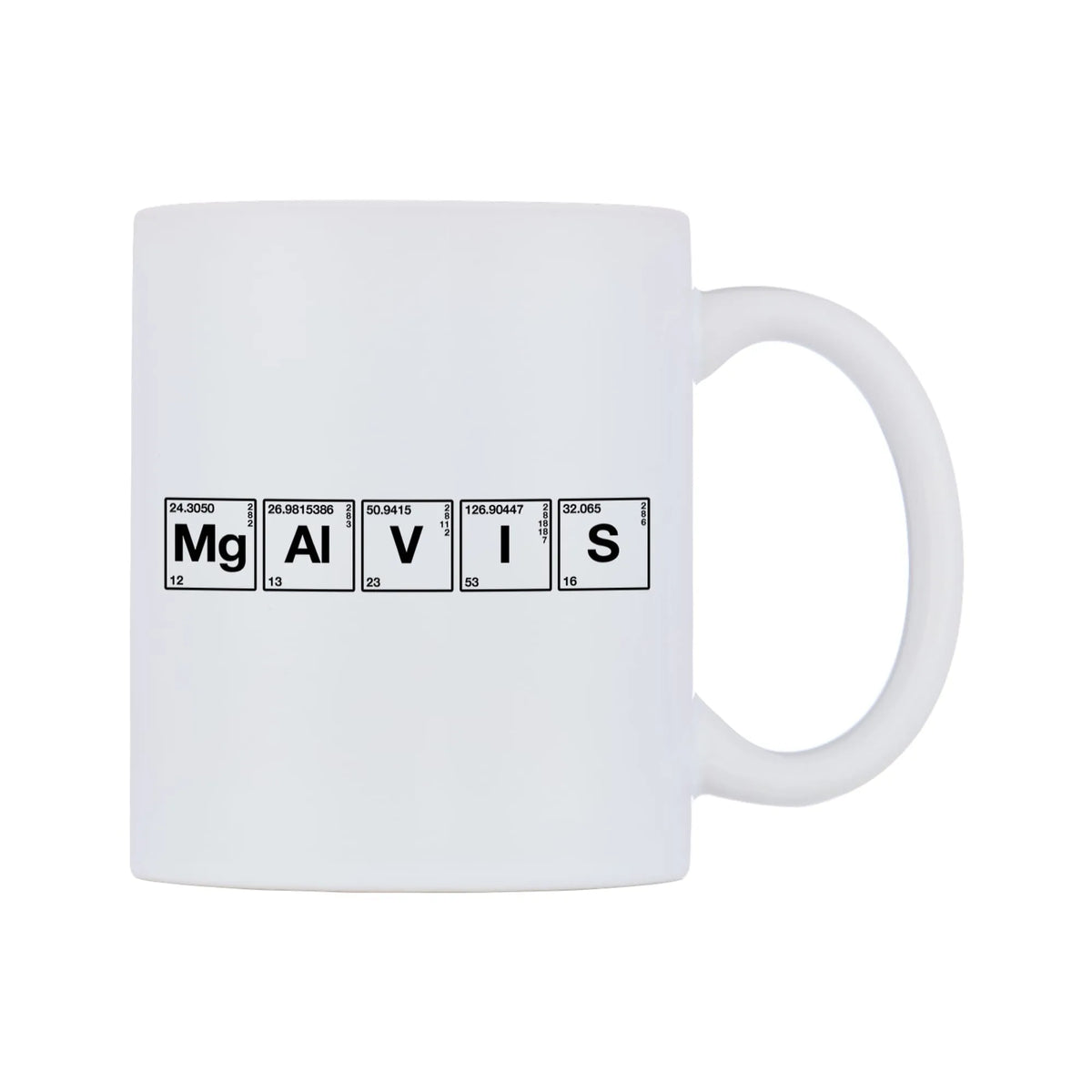 Mavis - Chemistry Themed Mug — mug, left side, on a white background