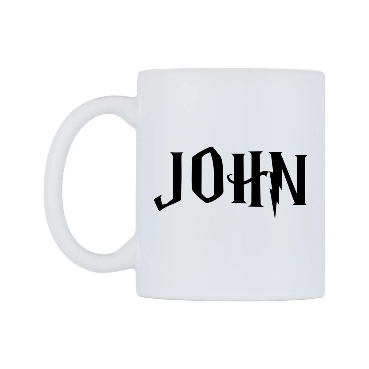 John - Wizard Themed Mug — white 11oz gloss mug, right side, on a white background