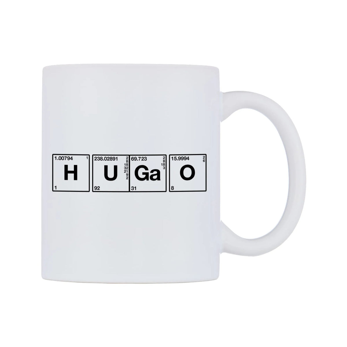 Hugo - Chemistry Themed Mug — mug, left side, on a white background