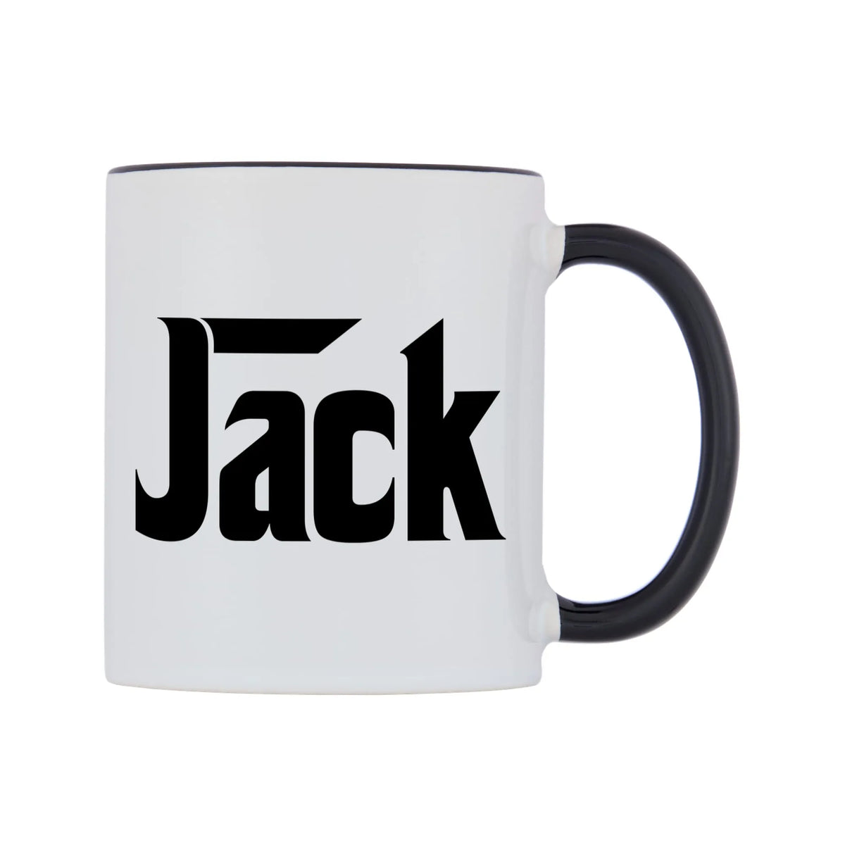 Jack - Godfather Themed Mug — white 11oz gloss mug with a black inside and handle, left side, on a white background