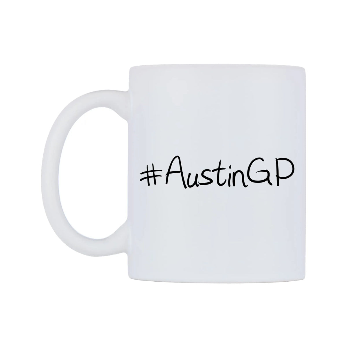 AustinGP Mug — mug, right side, on a white background
