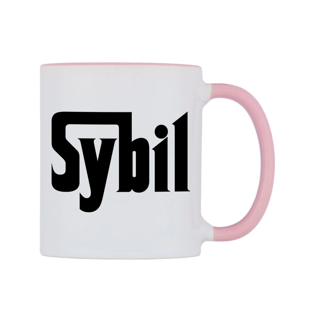 Sybil - Godfather Themed Mug — white 11oz gloss mug with a pink inside and handle, left side, on a white background