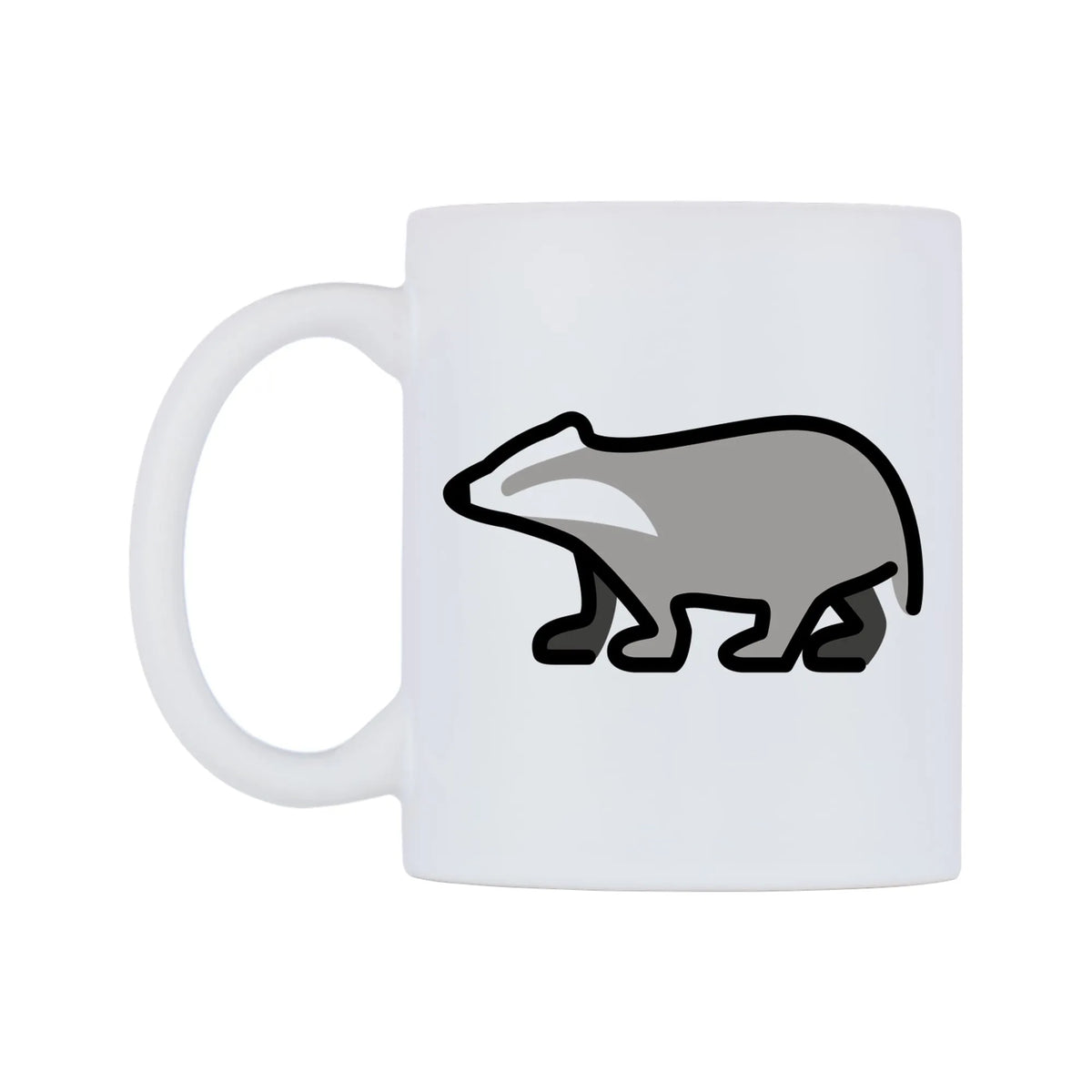Badger Emoji Mug — mug, right side, on a white background