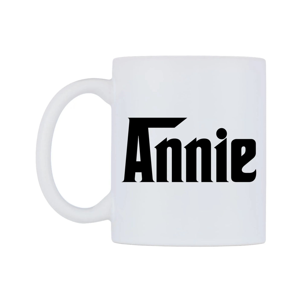 Annie - Godfather Themed Mug — white 11oz gloss mug, right side, on a white background