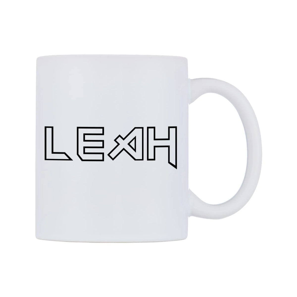 Leah - Iron Maiden Themed Mug — white 11oz gloss mug, left side, on a white background