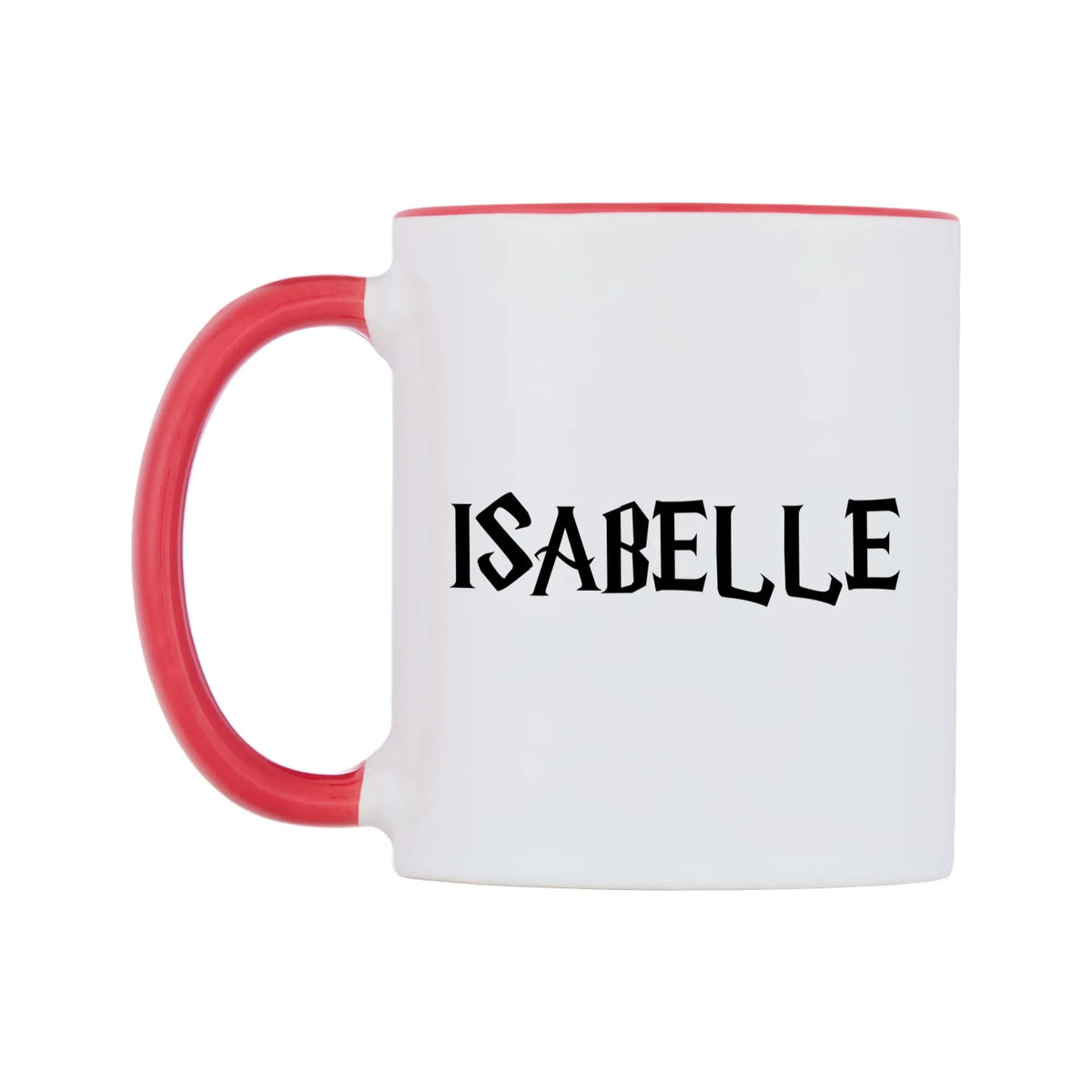 Isabelle - Wizard Themed Mug — white 11oz gloss mug with a red inside and handle, right side, on a white background