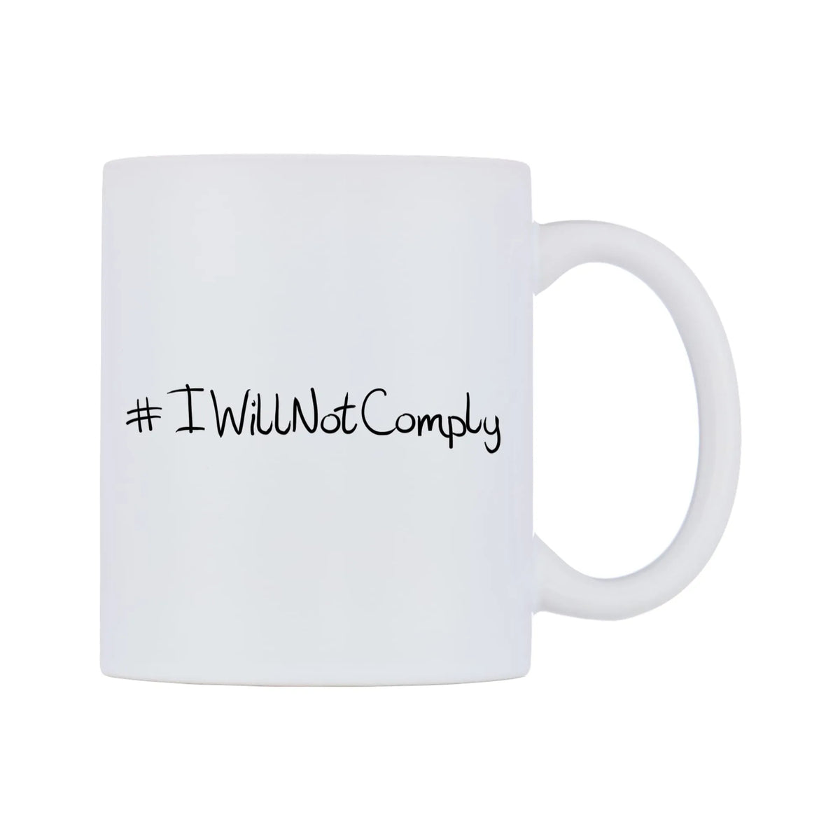 IWillNotComply Mug — mug, left side, on a white background