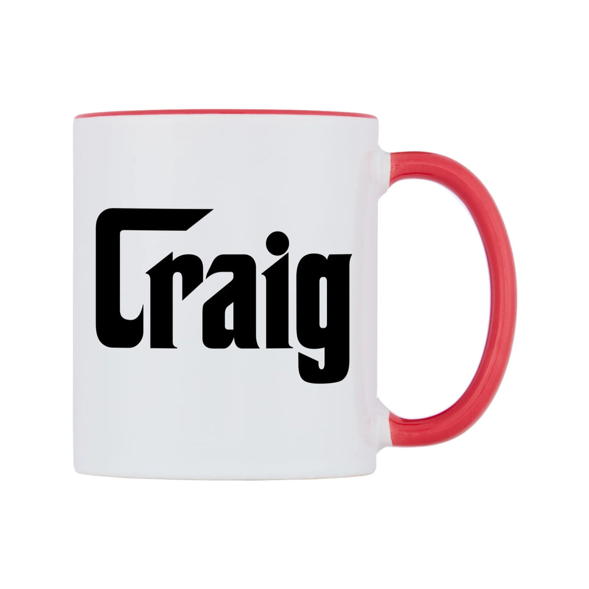 Craig - Godfather Themed Mug — white 11oz gloss mug with a red inside and handle, left side, on a white background