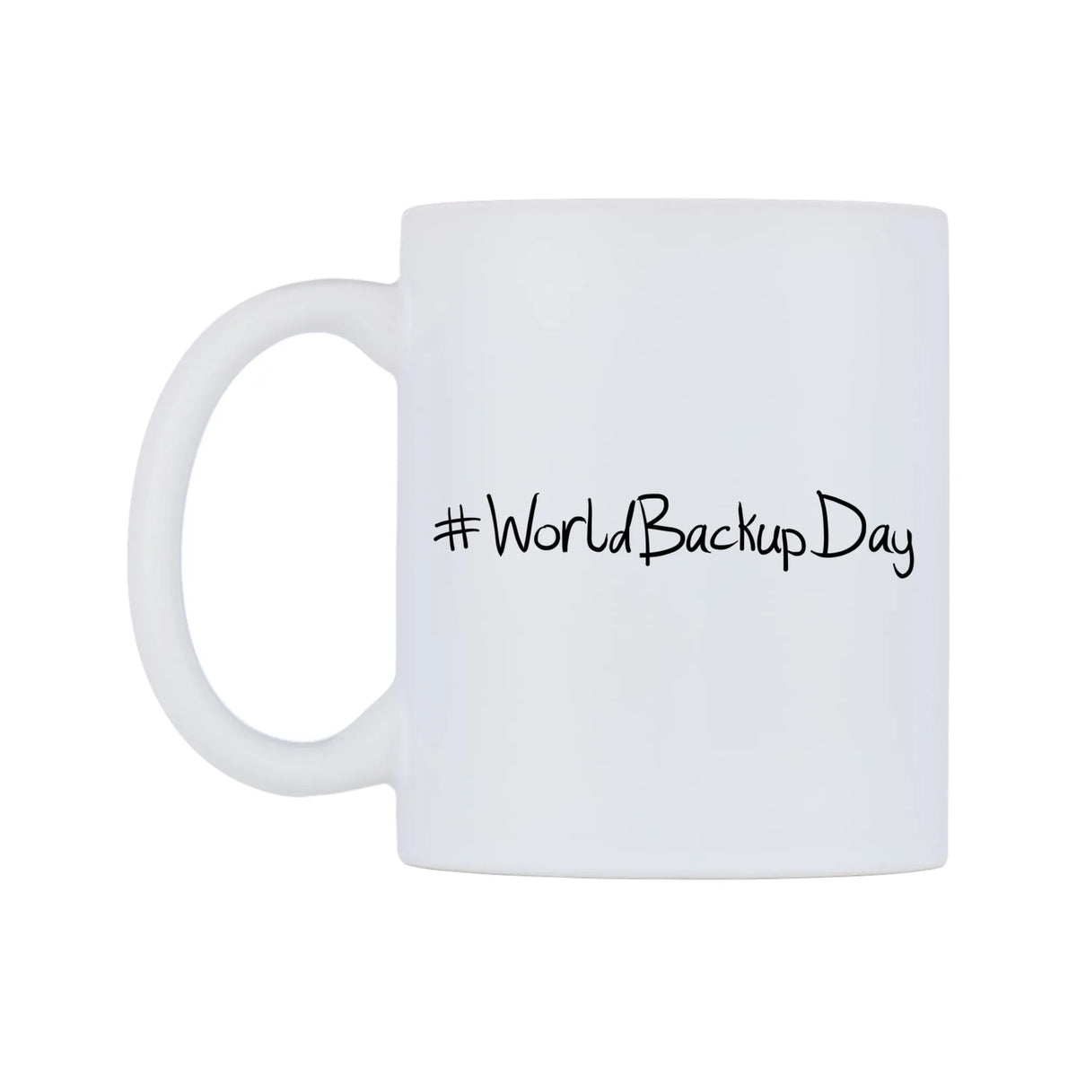 WorldBackupDay Mug — mug, right side, on a white background