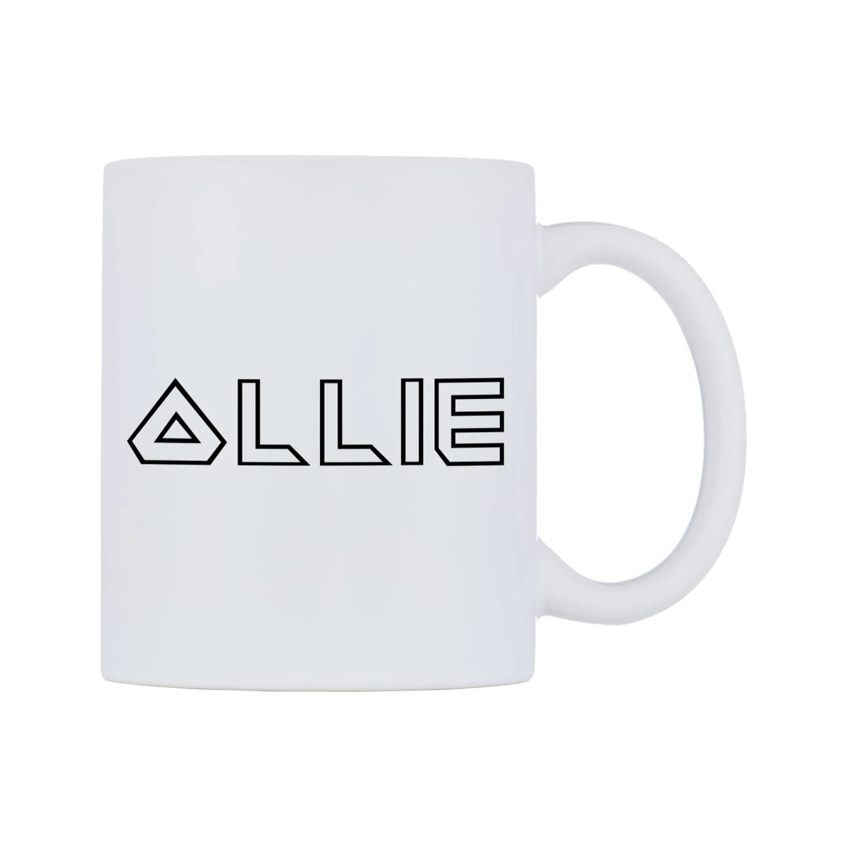 Ollie - Iron Maiden Themed Mug — white 11oz gloss mug, left side, on a white background