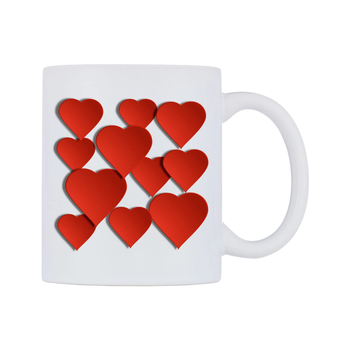 Fluttering Hearts Mug — mug, left side, on a white background
