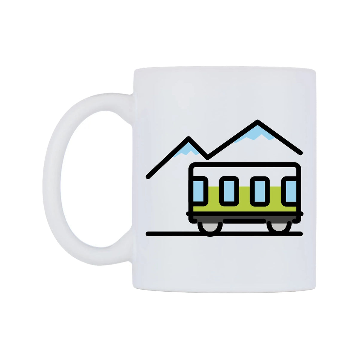 Mountain Railway Emoji Mug — mug, right side, on a white background