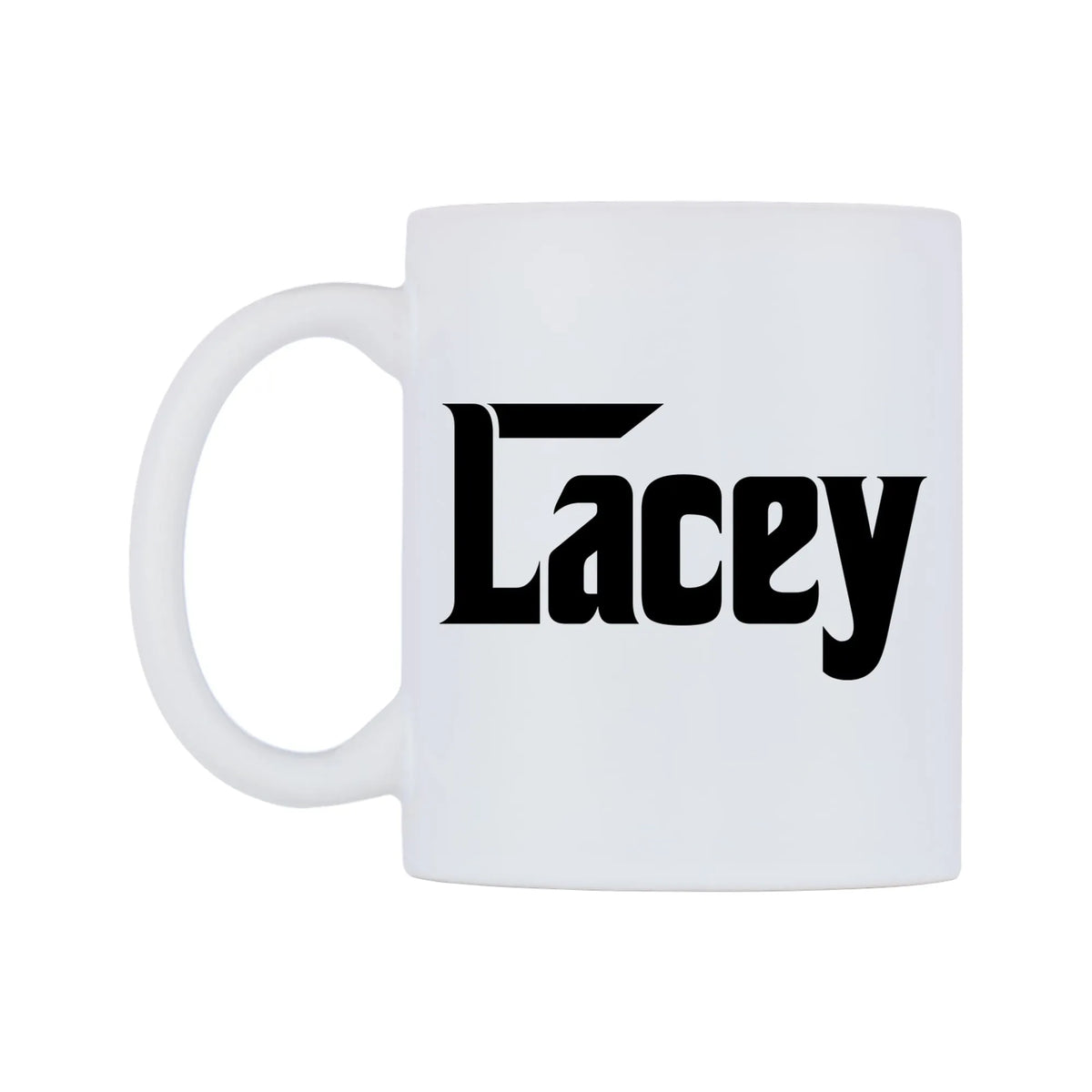 Lacey - Godfather Themed Mug — white 11oz gloss mug, right side, on a white background