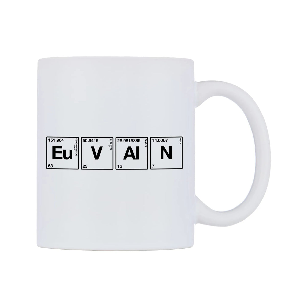 Evan - Chemistry Themed Mug — mug, left side, on a white background