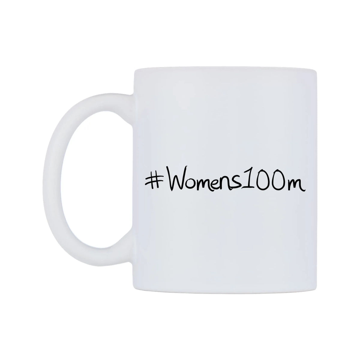 Womens100m Mug — mug, right side, on a white background