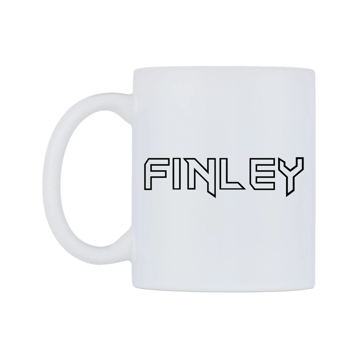 Finley - Iron Maiden Themed Mug — white 11oz gloss mug, right side, on a white background