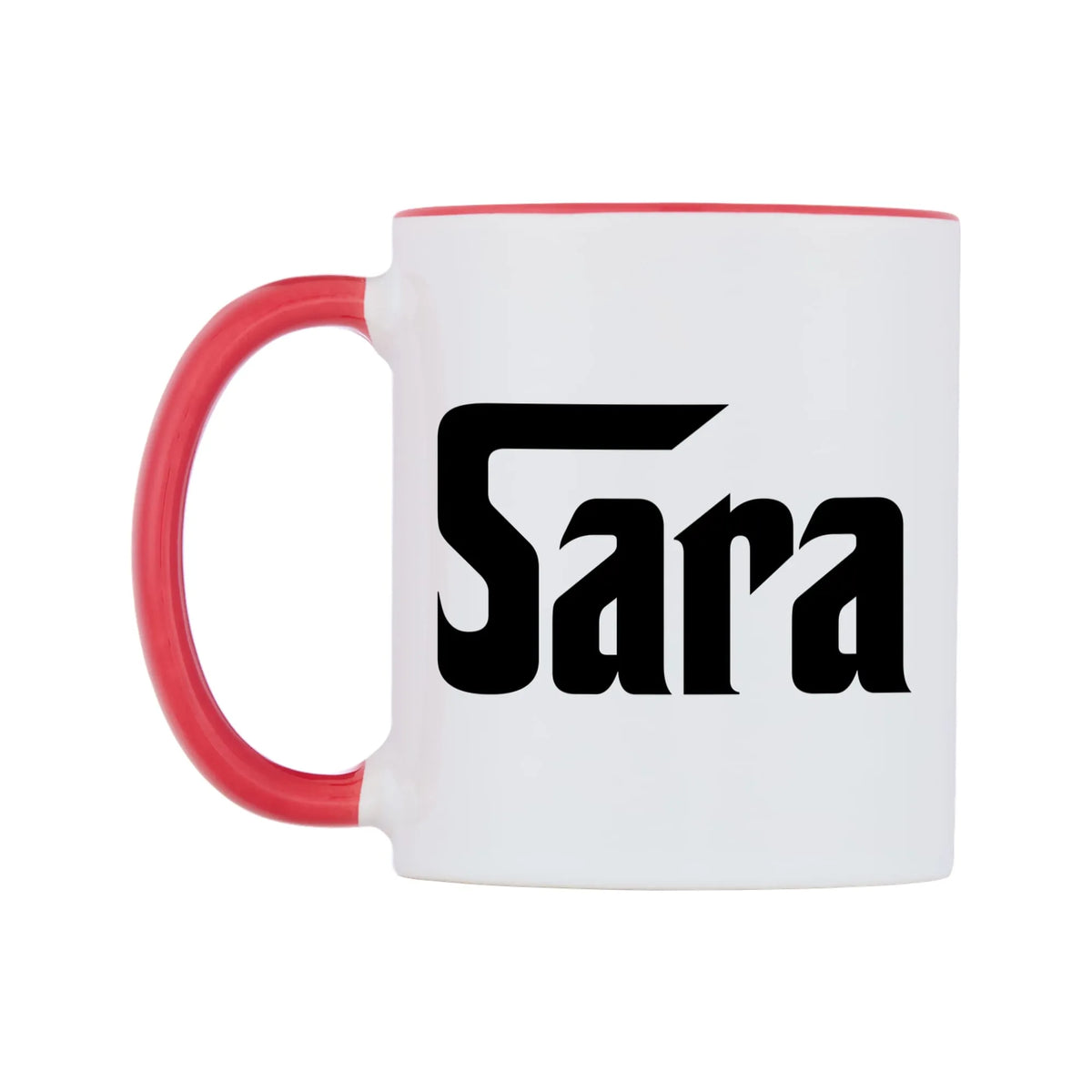 Sara - Godfather Themed Mug — white 11oz gloss mug with a red inside and handle, right side, on a white background