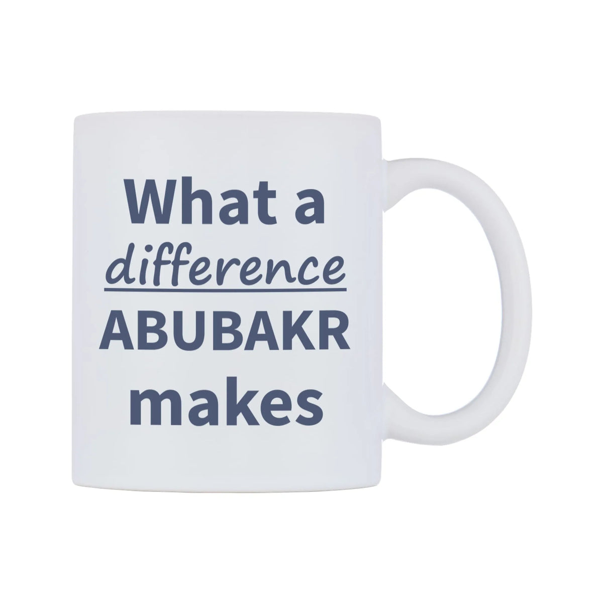 What a difference ABUBAKR makes Mug — mug, left side, on a white background
