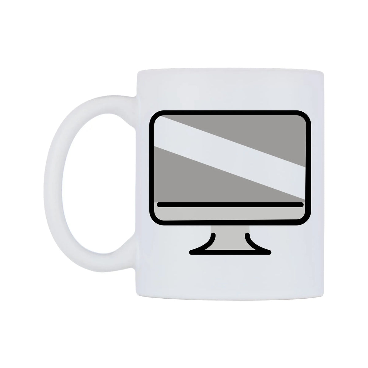 Desktop Computer Emoji Mug — mug, right side, on a white background