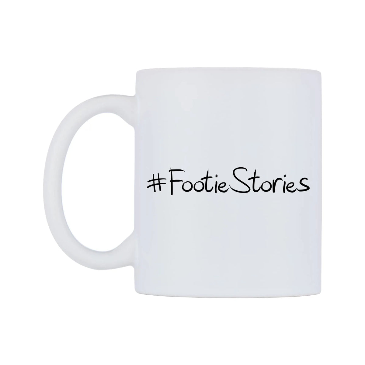 FootieStories Mug — mug, right side, on a white background