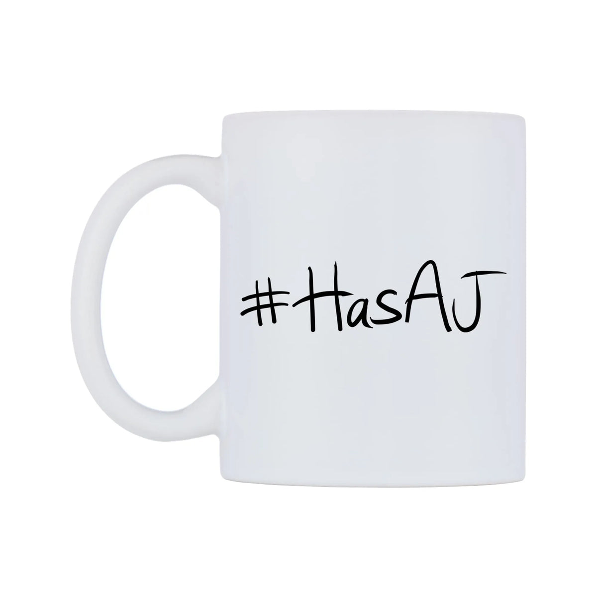 HasAJ Mug — mug, right side, on a white background