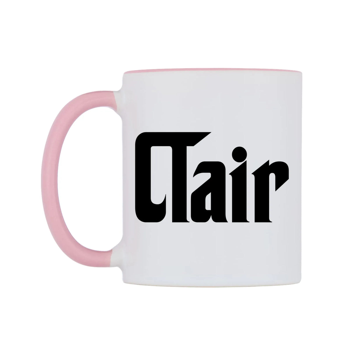Clair - Godfather Themed Mug — white 11oz gloss mug with a pink inside and handle, right side, on a white background