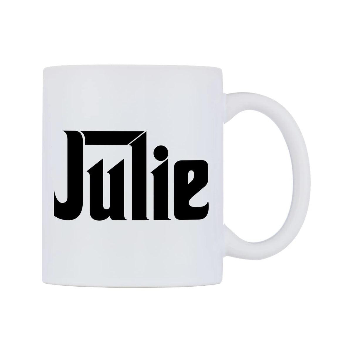 Julie - Godfather Themed Mug — white 11oz gloss mug, left side, on a white background
