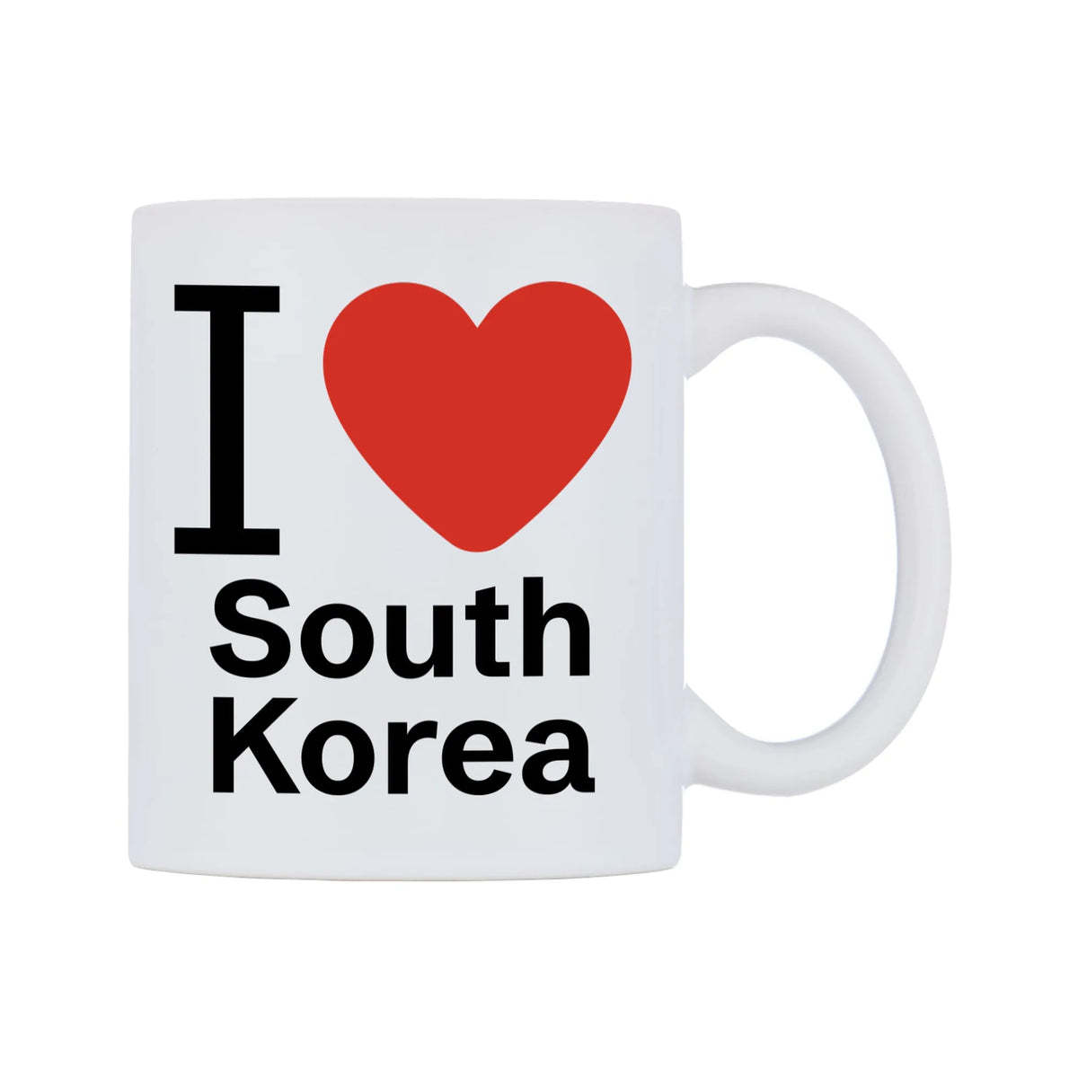 I Love South Korea Mug — mug, left side, on a white background