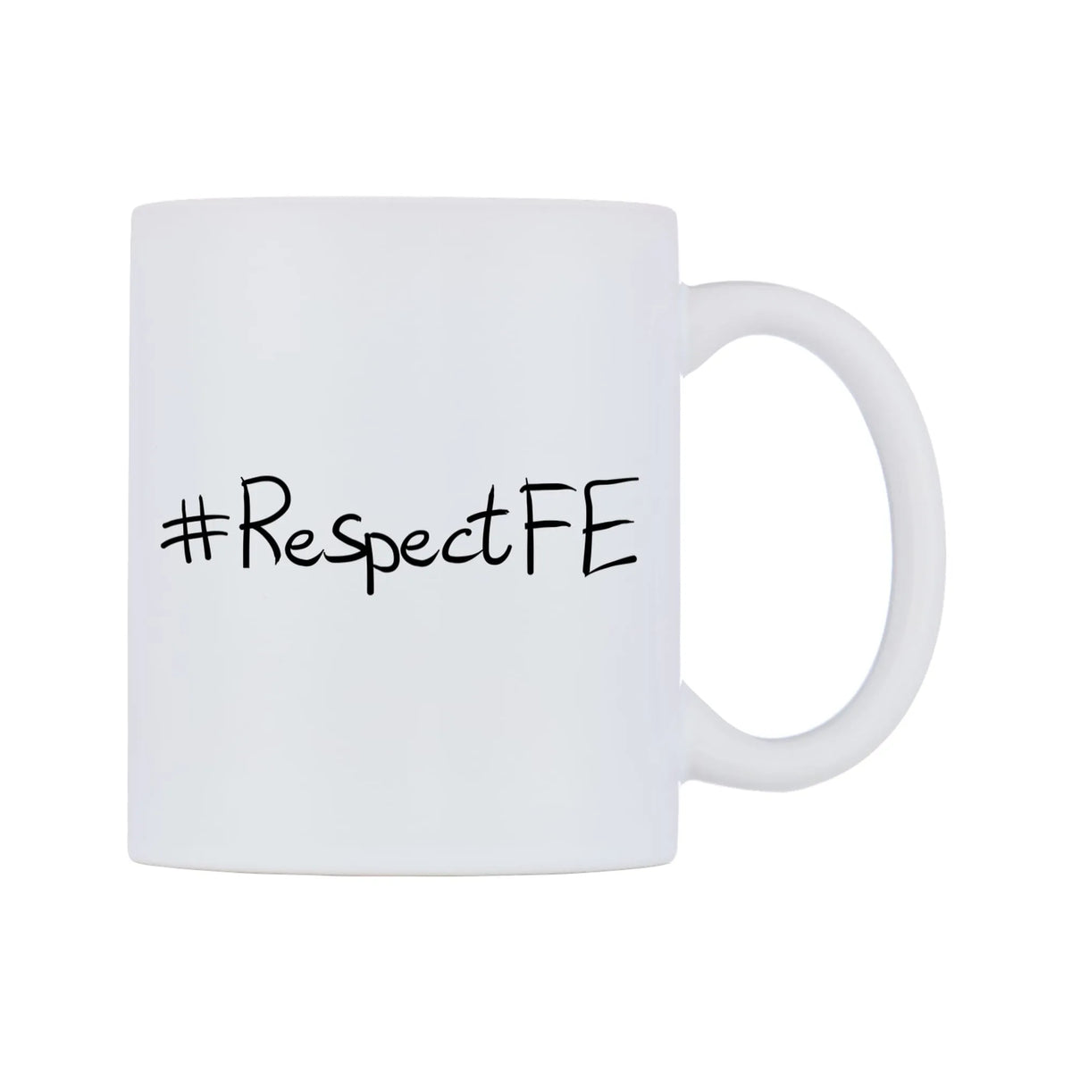 RespectFE Mug — mug, left side, on a white background