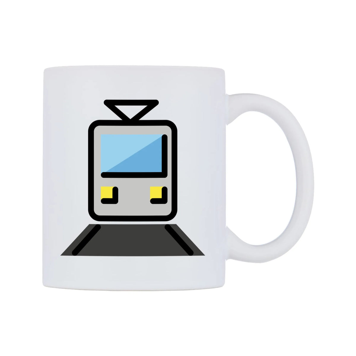 Tram Emoji Mug — mug, left side, on a white background